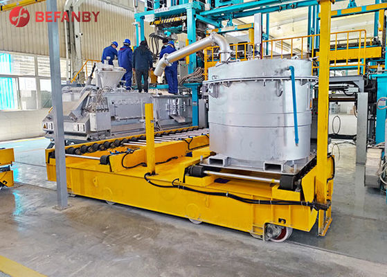 70T Load Capacity Battery Operated Transfer Cart with Roller Conveyor System for Factory Transport