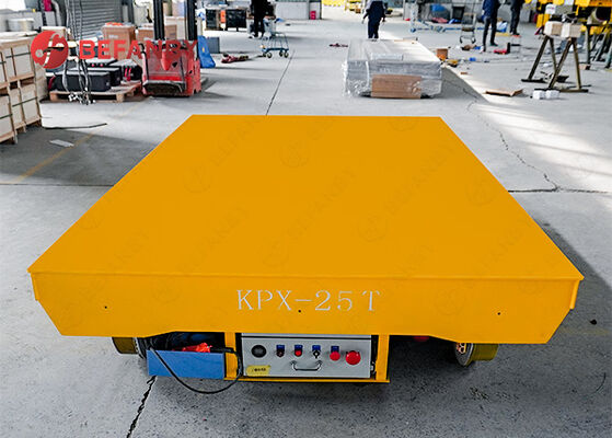 Carrello di trasferimento su rotaia a batteria da 25 tonnellate con ruote in acciaio fuso per la movimentazione di carichi pesanti